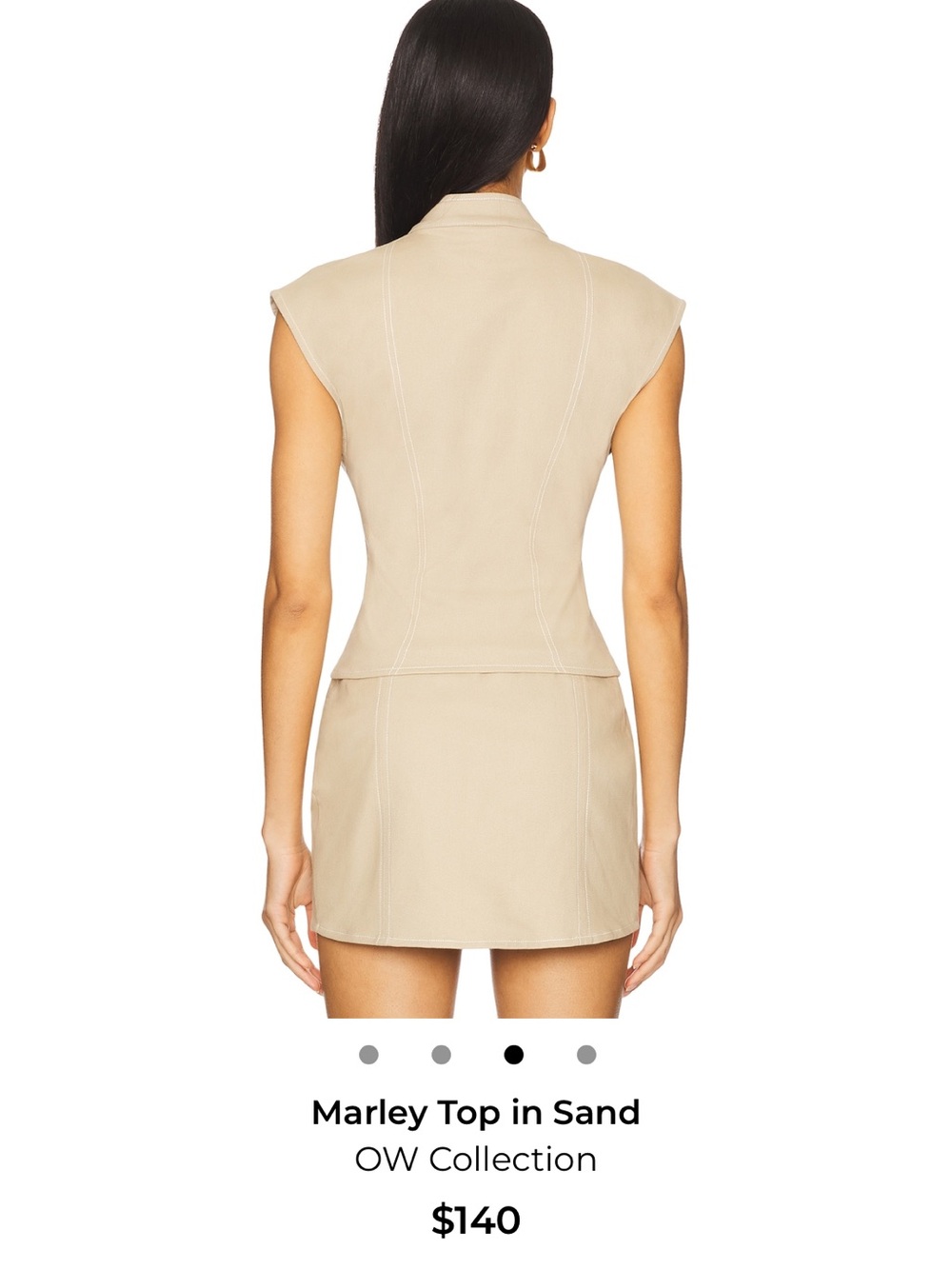 OW collection Beige Two-Piece Zipper Top & Mini Skirt Set - Picture 6 of 9